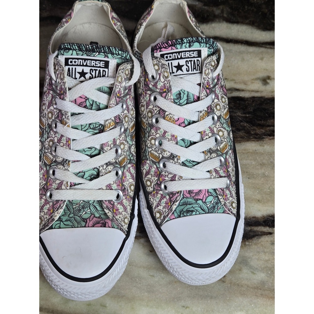 Converse Chuck Taylor All Star Sugar Skull Floral Low Top Sneakers Multicolor W7 - Picture 4 of 11